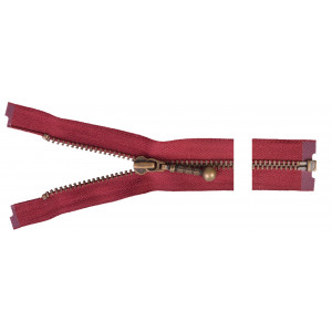 YKK Trennbarer Reißverschluss Antik Messing 50cm 4mm Bordeaux von YKK