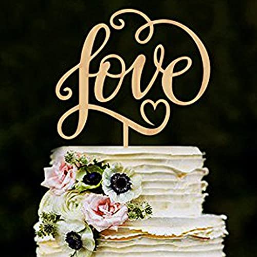 Love You Cake Toppers,Hochzeit Kuchen Topper,Love Birds Holz Tortentopper Party Hochzeitsgeschenk Jahrestag Kuchen Dekoration von YKKJ