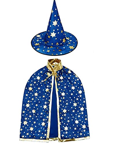 YKKJ Hexen-Kostüm，Halloween Hexe Zauberer Umhang，für Junge Mädchen Kostüm Cosplay Festivel Party Star Style（blau）. von YKKJ