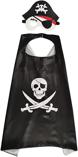 YKKJ Kinder Halloween Umhange Schädel Piraten Augenklappe Hut ，Halloween Piratenkostüm Set Fasching Kostüm Cosplay Zierschmuck von YKKJ