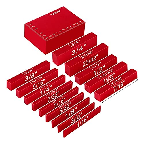 Einrichtungsblöcke guage， 7 Stück Aluminium-Setup-Stangen for Oberfräsen- und Tischkreissägen-Zubehör1/16 Holzbearbeitungs-Setup Holzbearbeitungswerkzeuge(Red) von YKMYXZ