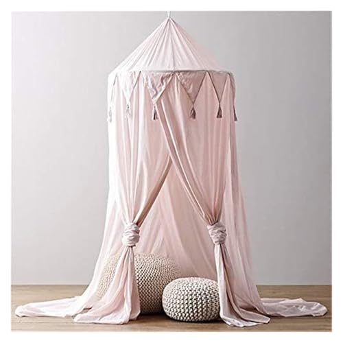 Prinzessin Bett Baldachin Runde Kuppel Spielen Zelt Bett Baldachine Mit Quaste for Schlafzimmer Kinderzimmer Dekoration(Pink) von YKMYXZ