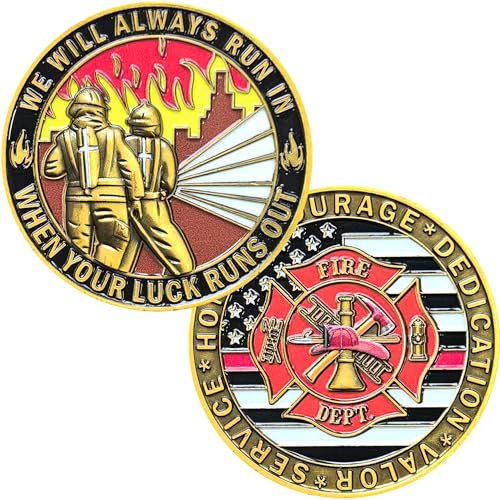 Feuerwehrmann Herausforderung Münze mit Fire Dept Emblem: We Will Always Run in Inspirational Keepsake for Bravery and Dedication von YKshop