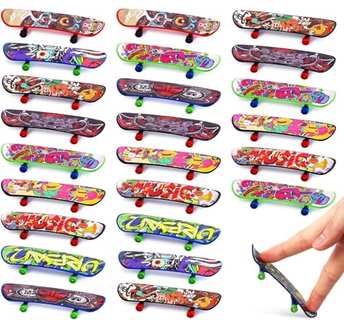 24 Stück Mini Finger Skateboards, Mini Fingerboard Skateboard Kinder Spielzeug, Mini Griffbrett Fingerskateboards Set, Mini Skateboard Spielzeug für Kinder Geburtstag Geschenke, Partytütenfüller von YLMYOLEMEI