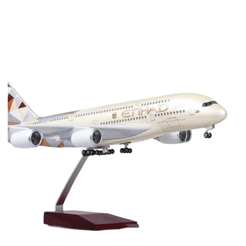 Metallflugzeugmodell Druckguss 47 cm Für Airbus A380 Etihad Modell Spielzeug Harz Mit Led-leuchten Collecti Desktop Display Dekorationen Flugzeuge Modell Sammeln Oder Verschenken(No lamp) von YLQERZ