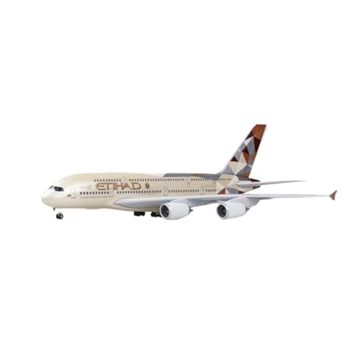 Metallflugzeugmodell Druckguss 47cm Flugzeug Airbus Für A380 Etihad Flugzeug Modell Spielzeug Harz Flugzeug Mit Led-leuchten Collecti Desktop Display Sammeln Oder Verschenken(No lamp) von YLQERZ