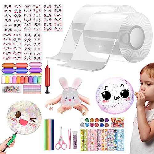 YLXQJIN 67 Stück Bubbles Nano Tape Set, 2 Nanotape+65 Nano Tape Bubbles Set Zubehör, Nano Tape Set Bubbles DIY Craft, Nano Tape Bubbles Klebeband für Blow Bubbles mit Pailletten Aufkleber (Weiß) von YLXQJIN