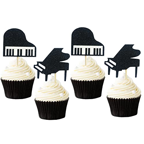 Piano Birthday Cupcake Topper, Musik Thema Party Kuchen Supplies Musiker Geburtstag Party Dekorationen (24 Stück) von YLooDasy