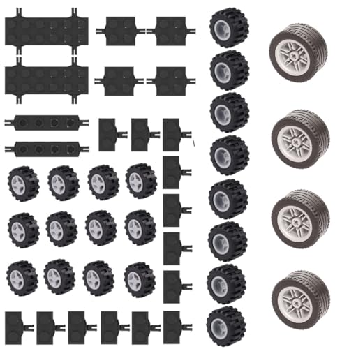 YLtremker 46 Teile Technik Ersatzteile Set Räder, Reifen und Achs-Set Klemmbausteine Bausatz Technik Räder, Achsen und Reifen Ersatzteile von YLtremker