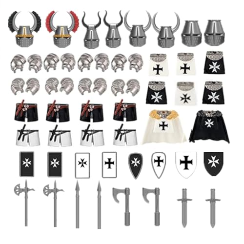 YLtremker Mittelalterliche Krieg Panzerung Waffen Bausteine, Custom Ritter Krieg Pferde Rüstung Modell Medieval Weapons Pack Spielzeug für Minifiguren von YLtremker