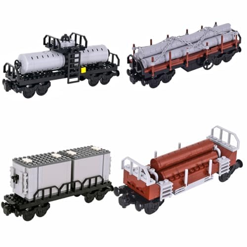 YLtremker Retro Dampflokomotive Zug Bausteine Frachtcontainer Güterzug Personenzug Modell Bausteine Spielzeug (Öltankzug) von YLtremker