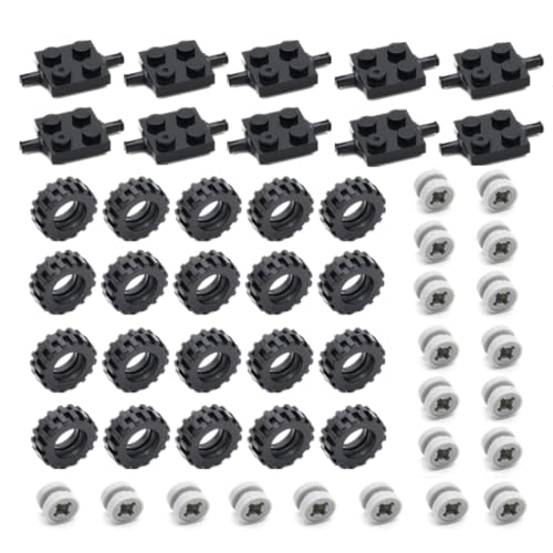 YLtremker Technik Ersatzteile Set, 50 Teile Technik Räder, Reifen und Achs-Set Klemmbausteine Bausatz Technik Räder, Achsen und Reifen Ersatzteile (Grey) von YLtremker