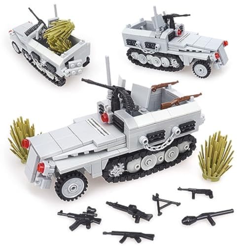 YLtremker WW2 Militär Deutsche Panzerwagen Bausteine mit Mini Figur und Waffenteil, Militärischer Panzer Transporter LKW Modellbausatz Spielzeug (316 Teile) von YLtremker