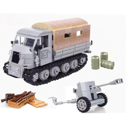 YLtremker WW2 Militär RSO-01 Raupentransportfahrzeug Bausteine mit Mini Figur und Waffenteil, 474 Stück Militärische Panzerfahrzeug Modell Soldaten Waffensatz Spielzeug von YLtremker