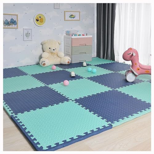 10 Stück 30 Cm/60 Cm Schaumstoff-Bodenfliesen,Quadratische Ineinandergreifende Bodenmatte,DIY-Puzzle-Spielmatte Für Den Kindergarten-Fitnessraum,1 Zoll Dick(Size:24x24inch,Color:Marineblau + Hellgrün) von YMXBHN