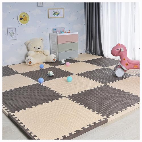 10 Stück 30 Cm/60 cm Schaumstoff-Bodenfliesen,Quadratische Ineinandergreifende Bodenmatte,DIY-Puzzle-Spielmatte Für Den Kindergarten-Fitnessraum,1 Zoll Dick(Size:24x24inch,Color:Kaffee + Beige) von YMXBHN