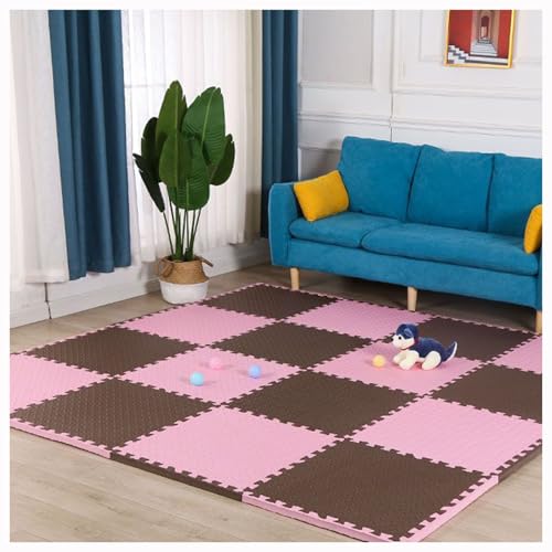 50-teiliges Set Aus Ineinandergreifenden Bodenmatten 30x30 cm EAV Weiche Schaumstoff-Spielmatte wasserdichte Oberflächen-Puzzlematte Heimdekor rutschfeste Strukturi(Color:Kaffee + Rosa) von YMXBHN