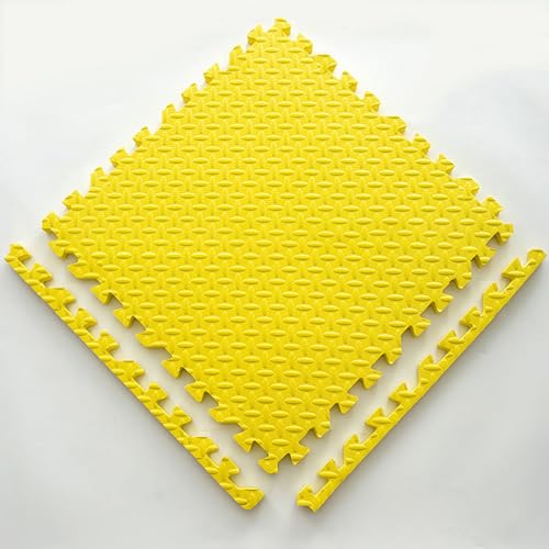 Große Weiche Schaumstoff-Bodenmatte,2,5 cm Extra Dick Ineinandergreifende Schaumstofffliesen,10 Stück 60 X 60 cm Puzzlematte Schaumstoff-Spielmatten(Color:Gelb) von YMXBHN