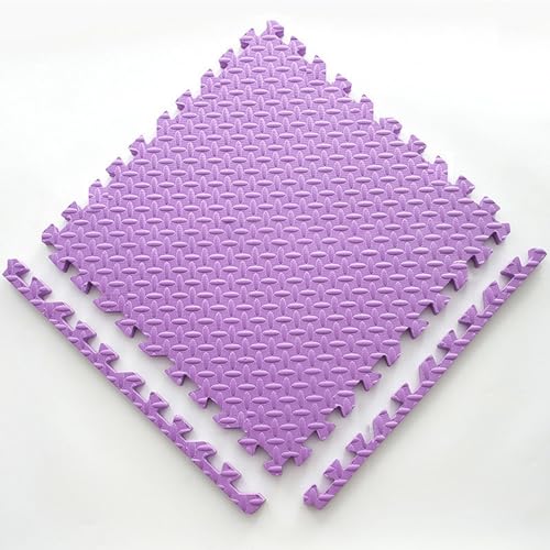 Große Weiche Schaumstoff-Bodenmatte,2,5 cm Extra Dick Ineinandergreifende Schaumstofffliesen,10 Stück 60 X 60 cm Puzzlematte Schaumstoff-Spielmatten(Color:Lila) von YMXBHN