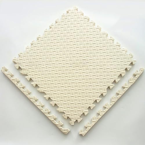 Große Weiche Schaumstoff-Bodenmatte,2,5 cm Extra Dick Ineinandergreifende Schaumstofffliesen,10 Stück 60 X 60 cm Puzzlematte Schaumstoff-Spielmatten(Color:beige) von YMXBHN