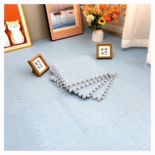 Ineinandergreifende Puzzlematte 30x30 cm Quadratisch Ineinandergreifende Teppichfliesen 0,4 Zoll Dicke Atmungsaktive Schaumstoff-Bodenfliesen Zum Krabbeln Und Trainieren(Size:12pcs,Color:Light Blue) von YMXBHN