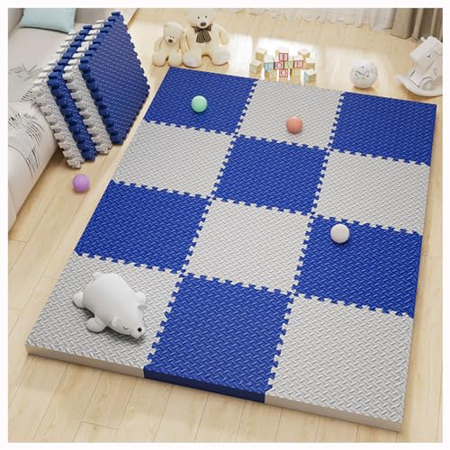 Ineinandergreifende Schaumstoff-Puzzle-Bodenmatte,32 Stück 30 cm Schaumstoff-Bodenfliesen rutschfeste Spielmatte,Quadratische Spleißschaum-Klettermatte Für Puzzle Im (Color:Gray + Navy blue) von YMXBHN