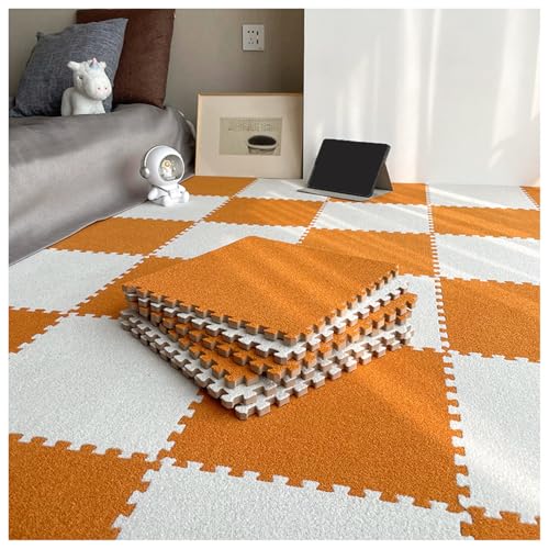 Ineinandergreifende Teppichfliesen Mit Kurzem Flor,60 cm WeicheSchaumstoff-Puzzle-Spielmatte,50 Stück Quadratische Schaumstoff-Bodenmatten,Große Schaumstofffliesen Als Bode(Color:Orange + weiß) von YMXBHN