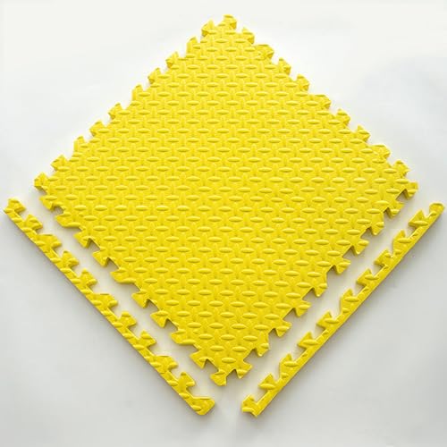 Mehrfarbige Sensorische Matten,Eva-Weichschaumstoff-Puzzlespielmatten,18 Stück Ineinandergreifende Schaumstofffliesen,30X30 cm Quadratische Schaumstoff-Matte Für Spielzimmer/Klassenzimme(Color:Gelb) von YMXBHN