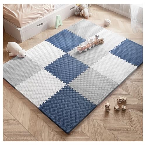 Mehrfarbige Trainingsmatte,Eva-Schaumstoff-Spielmatte,30 cm 1 Zoll Dick Quadratischer Flächenteppich,Ineinandergreifende Puzzlematten,Schutzbodenbelag Fü(Size:18pcs,Color:Navy blue + gray + white) von YMXBHN