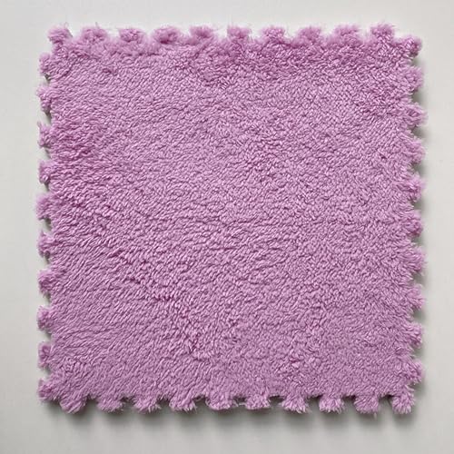 Quadratische Ineinandergreifende Schaumstofffliesen Plüschteppiche,12X12Zoll Weiche Schaumstoff-Spielmatte, Flauschige Puzzleschaum-Bodenmatte Für Die Heimdekoration(Size:10pcs,Color:Lila) von YMXBHN