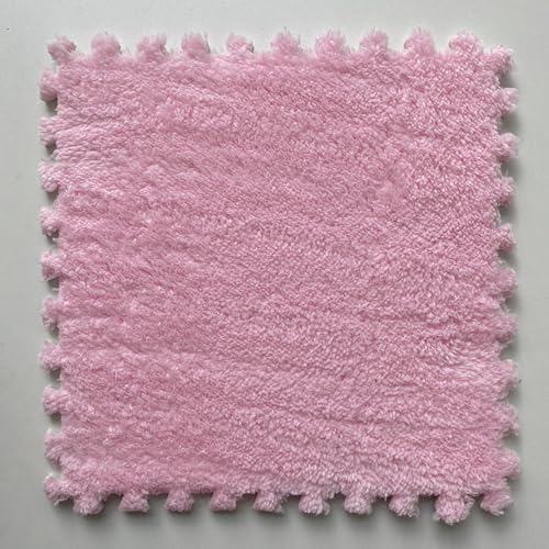 YMXBHN Quadratische Ineinandergreifende Schaumstofffliesen Plüschteppiche,12X12Zoll Weiche Schaumstoff-Spielmatte, Flauschige Puzzleschaum-Bodenmatte Für Die Heimdekoration(Size:10pcs,Color:Rosa) von YMXBHN