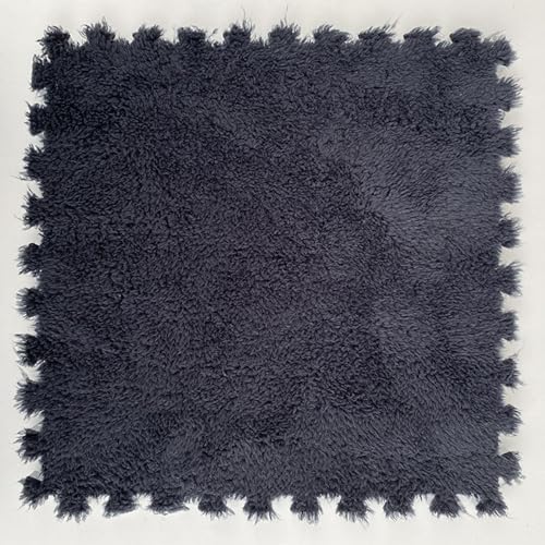 Quadratische Ineinandergreifende Schaumstofffliesen Plüschteppiche,12X12Zoll Weiche Schaumstoff-Spielmatte, Flauschige Puzzleschaum-Bodenmatte Für Die Heimdekoration(Size:10pcs,Color:Schwarz) von YMXBHN