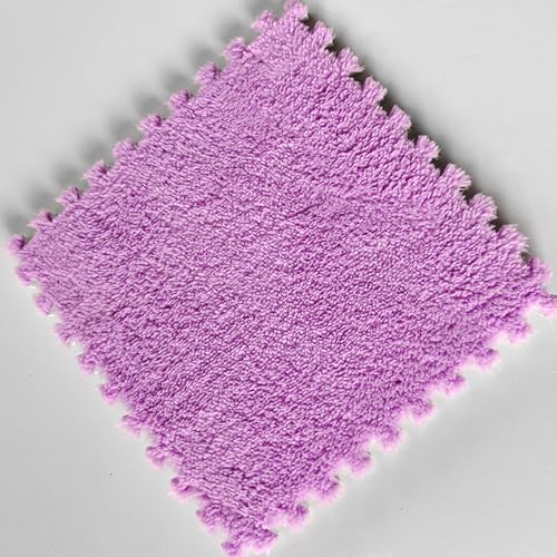 Quadratischer Plüschteppich,9 Stück 12" X 12" Plüsch-Schaumstofffliesen Zum Ineinandergreifen,Weiche Flauschige Puzzle-Schaumstoff-Bodenmatte,Bodenbelag Spielmatte Für Schlafzimmer(Color:Light purple) von YMXBHN