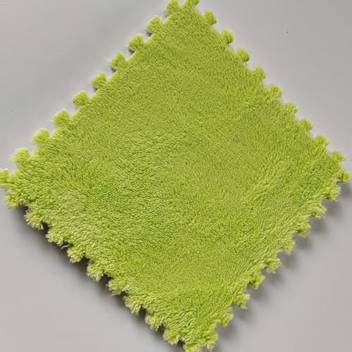 Schaumstoff-Puzzlematte, 10 Stück 12 Zoll Quadratisch Ineinandergreifende Teppichfliesen, Weiche Plüsch-Bodenmatte, Flauschige Schaumstofffliesen, Einfach Zu Sauber(Color:Grün) von YMXBHN