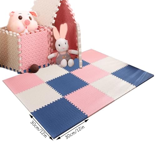 Weiche Ineinandergreifende Schaumstoffmatte 30X30 cm Puzzle-Spielmatten Mehrfarbige Schaumstoff-Bodenfliesen 2,5 cm Extra Dicke Quadratische Schaumstoff-Spielmatten(Size:25pcs,Color:Weiß + Blaugrau) von YMXBHN