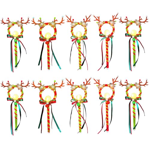 YMXQUP Packung Mit 10/15 Leuchtenden Rentiergeweihen Leuchtenden Zauberstäben Weihnachtlichem Thema Leuchtstäben Für Feiertage Und Partys von YMXQUP