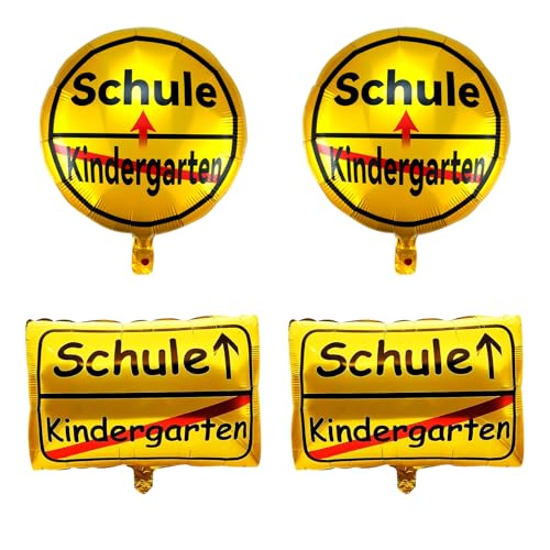 4 Stück Einschulung Schulanfang Deko Folienballon,Schulkind Ballon,Einschulung Luftballons,Schulkind Luftballon,Schulanfang Luftballon Heliumballon,Kindergarten Schule,für Jungen und Mädchen von YNDJK