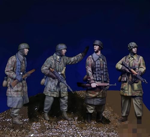 YNFLXSWG 1/35 WWII Deutscher Soldat Resin Modellbausatz Unbemalter und unmontierter Soldat Resin Modellbausatz (4 Figuren) // F9x3A5 von YNFLXSWG