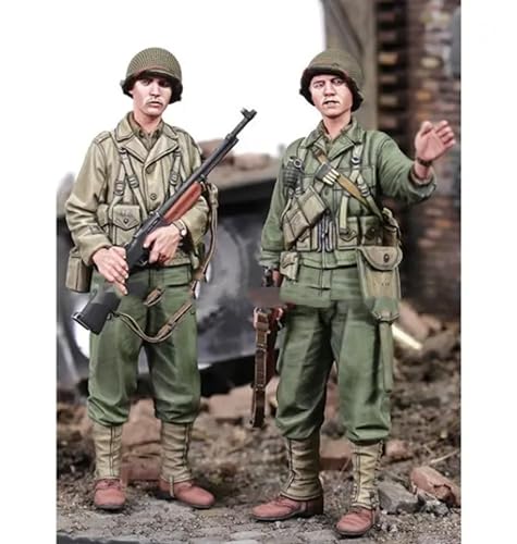 YNFLXSWG 1/35 WWII US Soldier Resin Soldier Kit Unbemalt und unmontiert Resin Modell (2 Männer) //q9v7R1 von YNFLXSWG