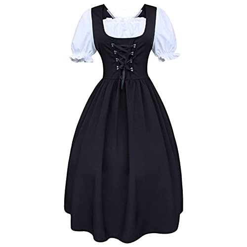 YNIEIAA Maid Dress Cosplay Anime Halloween Kostüm Maid Outfit Niedliche Maid Kostüm Dienstmädchen Kleid Schürze Kopfbedeckung für Halloween Karneval Fasching Oktoberfest Party (Black, S) von YNIEIAA