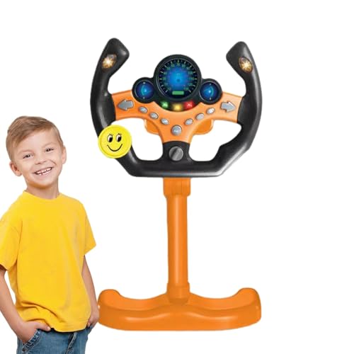 YNPQTDS Interaktives Lenkrad Lernspielzeug, Lenkrad Kinder Spielzeug, Simulierter Tragbarer Fahrregler, Copilot Lenkrad Mit 360° Rotation, Fahrsimulations Lenkradspielzeug Mit Licht, Musik Und Sound von YNPQTDS