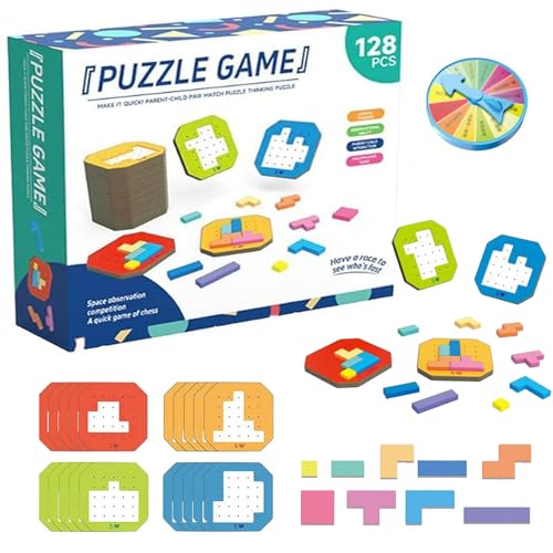 128pcs Colorful Block Jigsaw Puzzle Game, Colorful Block Jigsaw Puzzle Game, 3D Russian Block Tangram Toy, Tangram Shape Jigsaw Puzzles Montessori Puzzle Gift Toys for Kids (1Pc) von YODAOLI