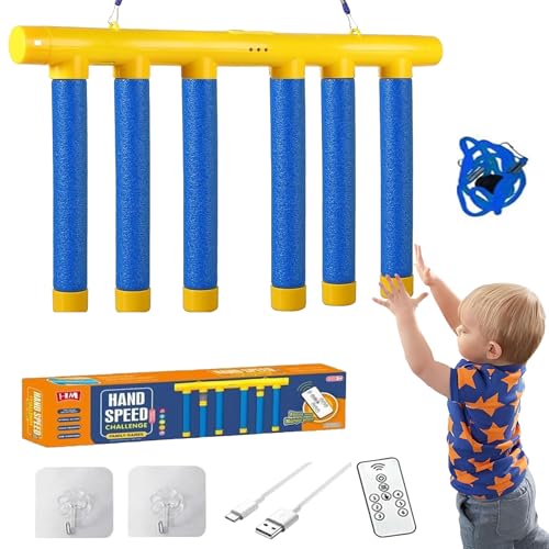 Catching Sticks Game Reaction Training Toy, Drop Stick Game, Hand Eye Coordination Training, Catching Sticks Game, Falling Sticks Catching Game Adults, 3 Adjustable Speed (Blue+Remote Control) von YODAOLI