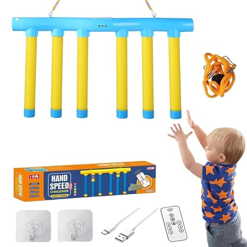 Catching Sticks Game Reaction Training Toy, Drop Stick Game, Hand Eye Coordination Training, Catching Sticks Game, Falling Sticks Catching Game Adults, 3 Adjustable Speed (Yellow+Remote Control) von YODAOLI