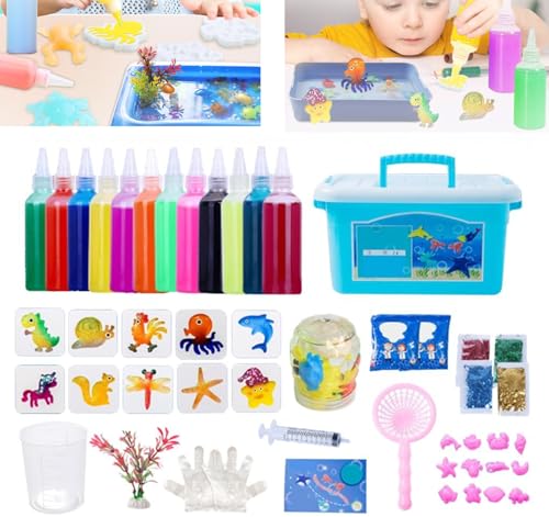 Magic Water Elf Toy Kit, Magic Elf Water Toy, Magic Water Elf Toy Kit Dinosaur, Magic Water Elf Kit, 2025 New Handmade Water Animal Set Water Gel Kit with Magic Gels and Sea Creature Molds (12 Color) von YODAOLI