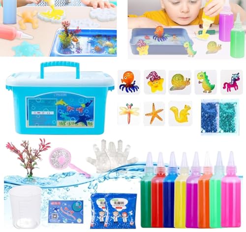 Magic Water Elf Toy Kit, Magic Elf Water Toy, Magic Water Elf Toy Kit Dinosaur, Magic Water Elf Kit, 2025 New Handmade Water Animal Set Water Gel Kit with Magic Gels and Sea Creature Molds (8 Color) von YODAOLI