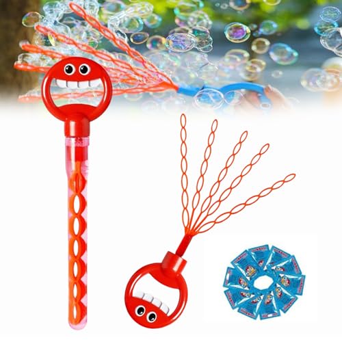 Magical 5-Claw Smiley Bubble Stick, 32 Hole Smiley Face Bubble Wand with Five Claws, Bubble Claw Wan, 5 Claw Bubble Wand, Smiling Bubble Wands for Birthday, Easter, Wedding, Gifts (Red) von YODAOLI