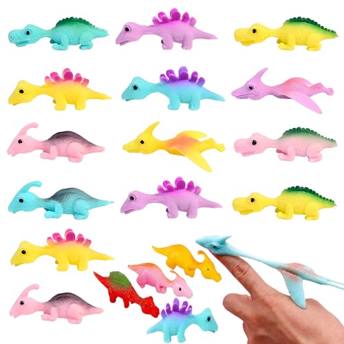 Signature Slingshot Dinosaur Finger Toys Sticky, Sling Shot Dinosaur Finger Toys, Dinosaur Slingshot Finger Toys, Flick Stretchable Dino Catapult, Rubber Flying Dino Shooter Game (20Pcs) von YODAOLI