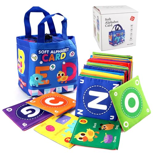 Soft Alphabet Cards with Bag, Early Childhood Enlightenment Book Letters, 26 Pieces Soft Alphabet Cards with Cloth, Washable Alphabet Learning Toys (1Pcs) von YODAOLI