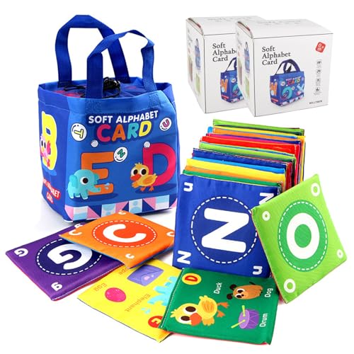 Soft Alphabet Cards with Bag, Early Childhood Enlightenment Book Letters, 26 Pieces Soft Alphabet Cards with Cloth, Washable Alphabet Learning Toys (2Pcs) von YODAOLI